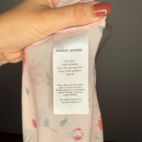 Samsøe Samsøe Milly Shirt Pink Garden Size M - Picture 7 of 8